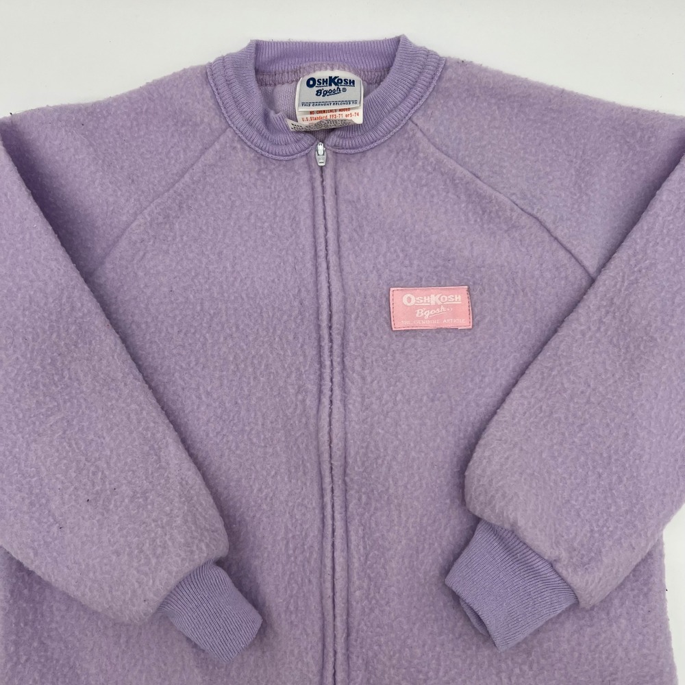 Vintage OshKosh B'gosh Kids Fleece Pajamas‎ Sleeper Purple Size 5 One Piece